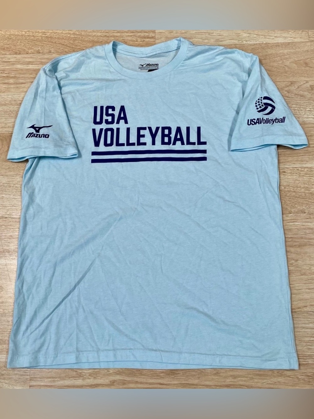 Mizuno Performance T-Shirt Men’s XL Blue USA Volleyball Short Sleeve Tee Shirt